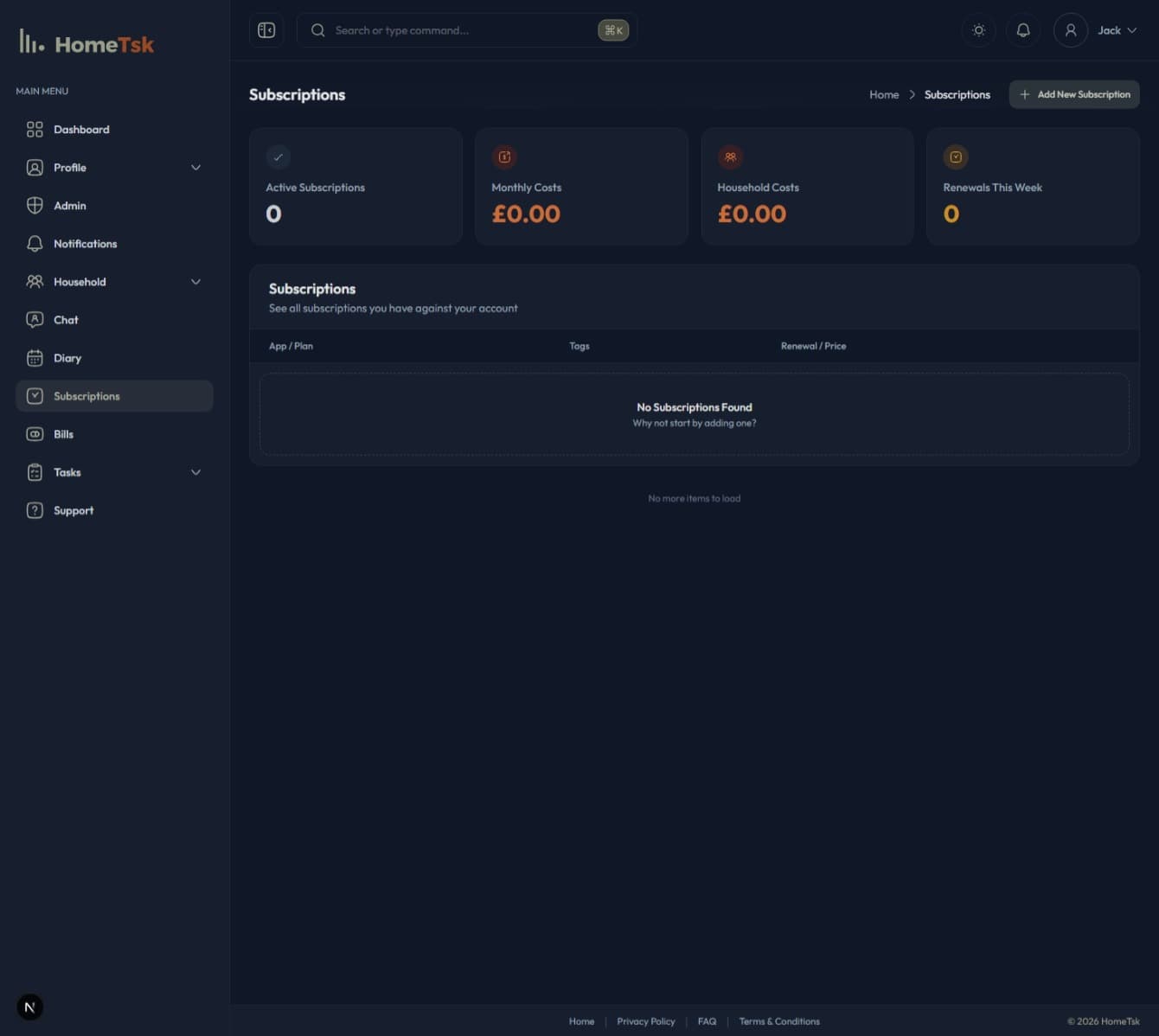 Bills & Subscriptions