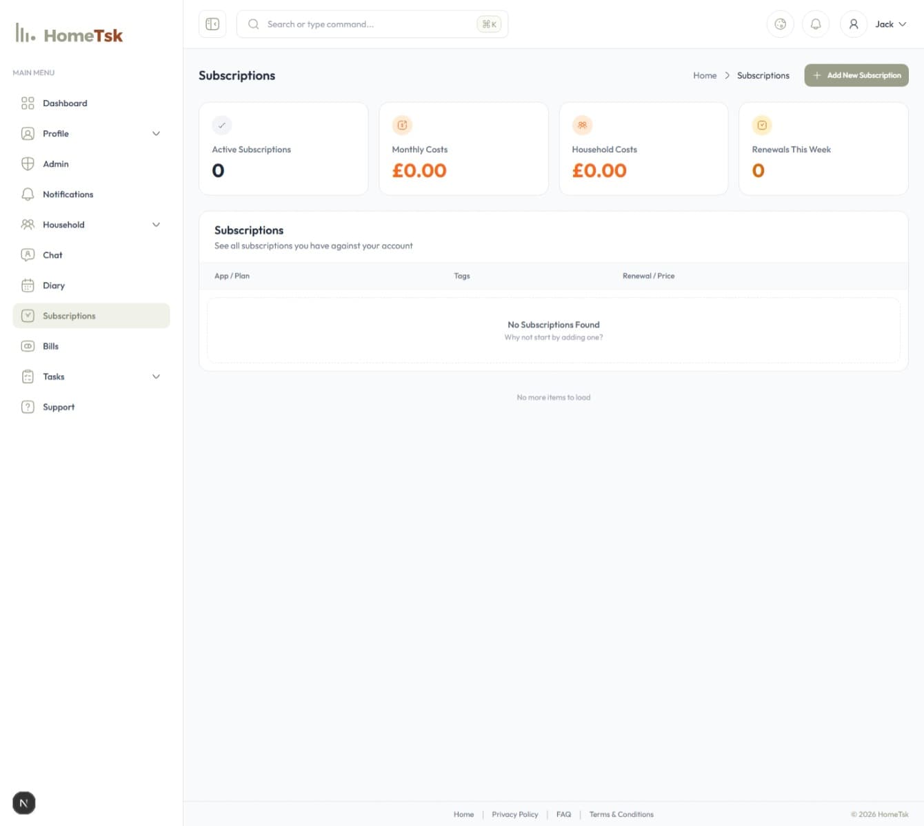 Bills & Subscriptions